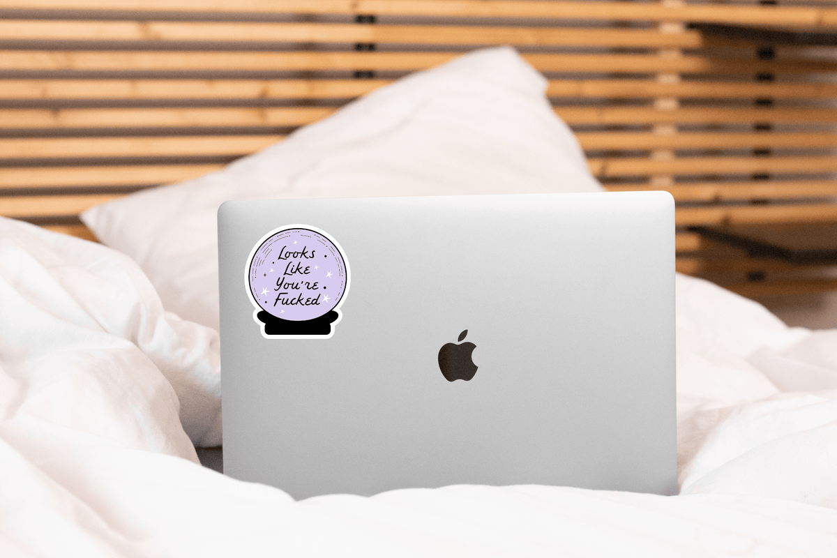 Looks Like You're Fucked Sticker - magic, crystal ball, cute