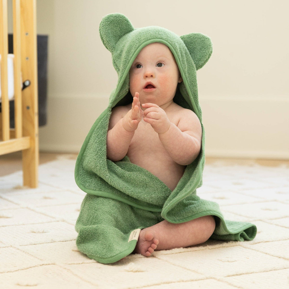 Hooded Towel + Wash Mitt Set Sea Foam - Green