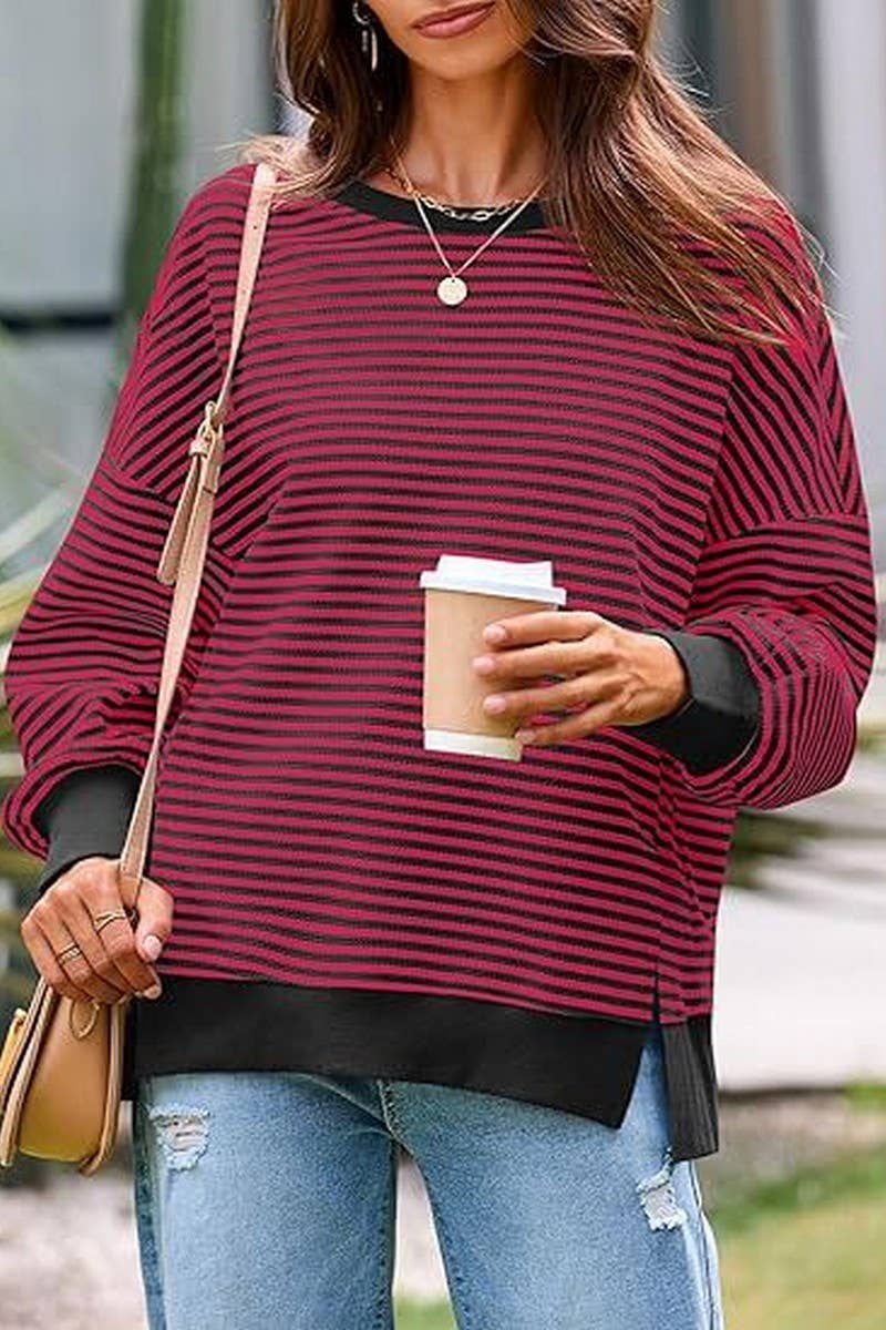 Sea Blue Striped Sweatshirt-XL