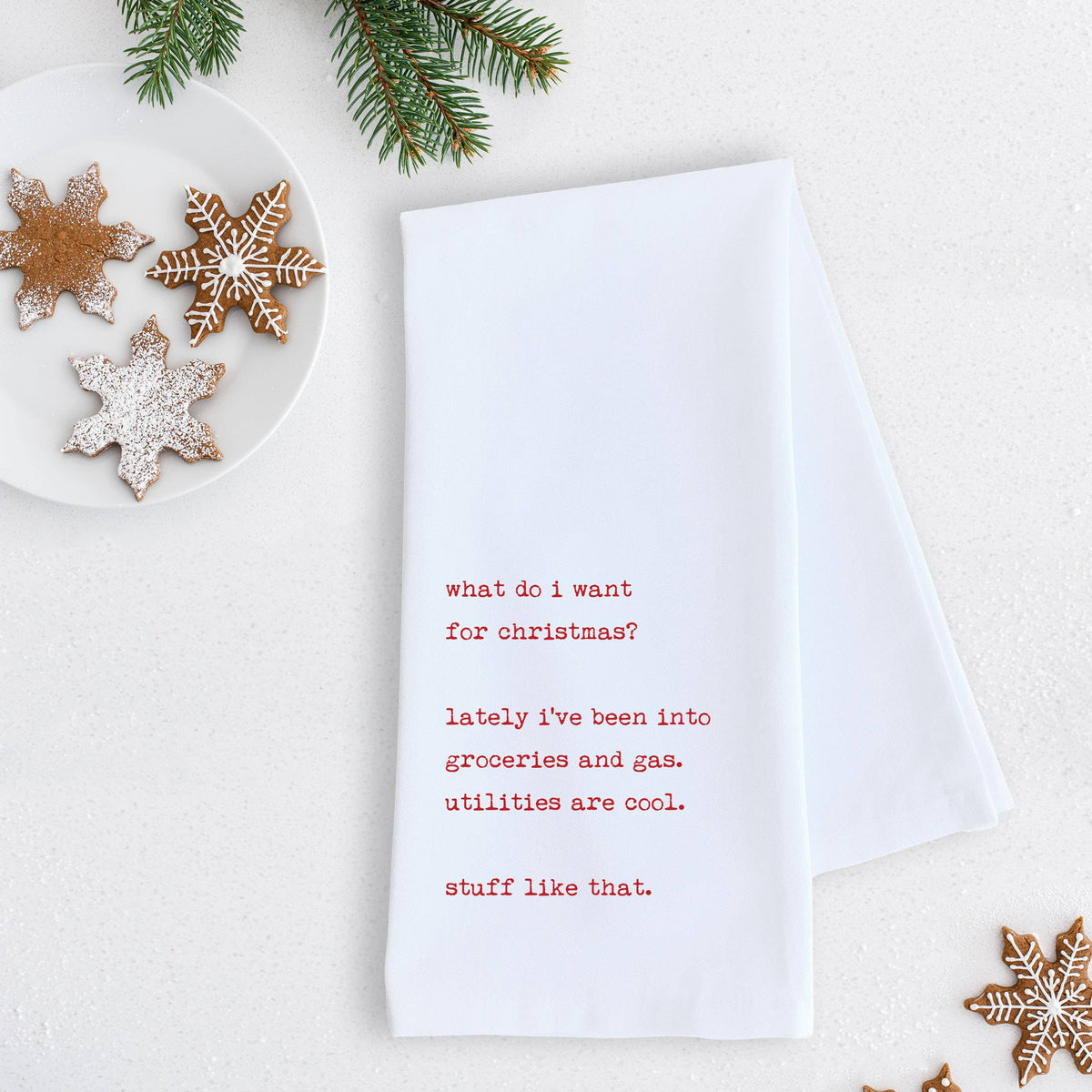 Groceries And Gas - Tea Towel - Christmas Décor - RED