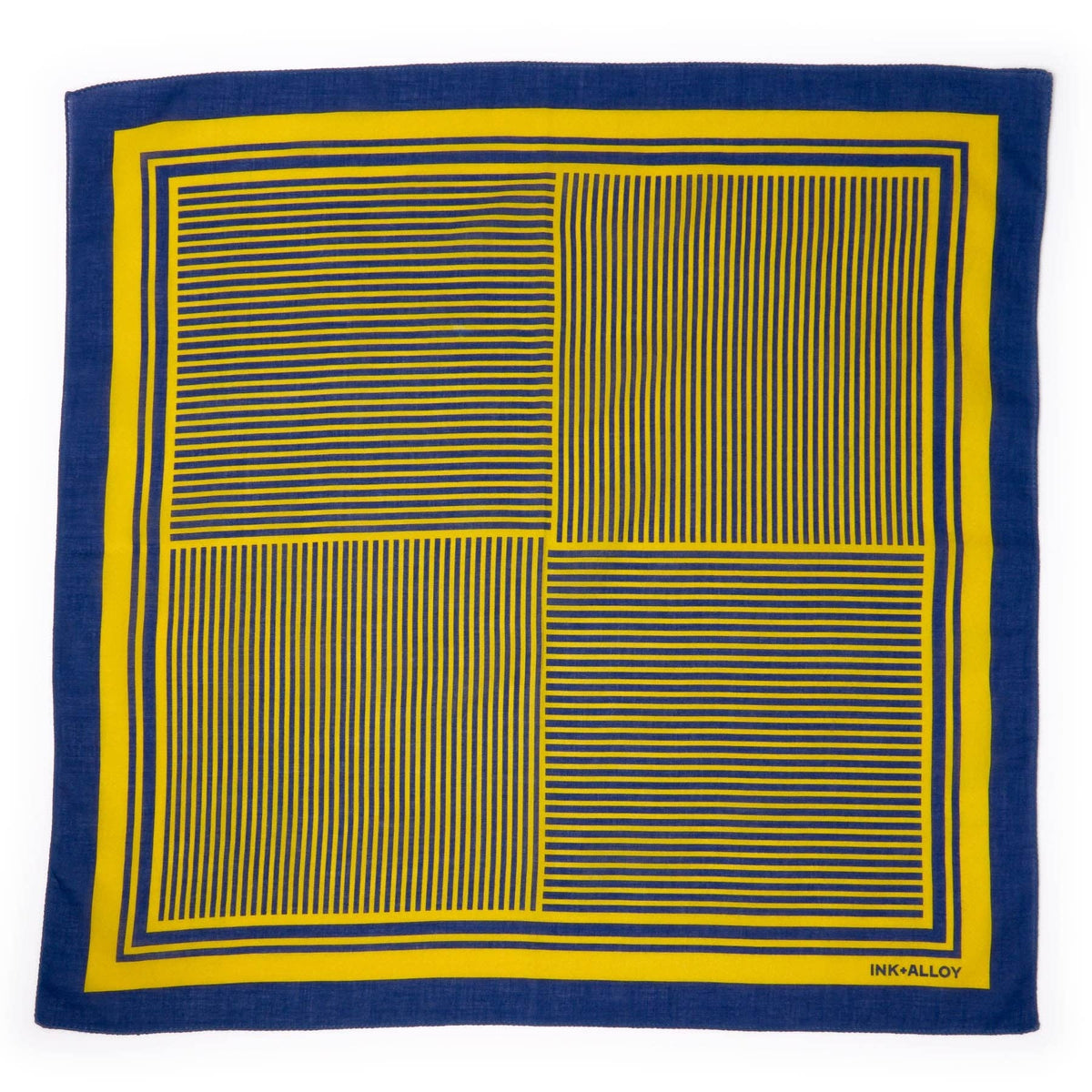 IAF26-Game Day Alternating Stripe Scarf + Scrunchie Yellow + Navy 21x21 Wholesale