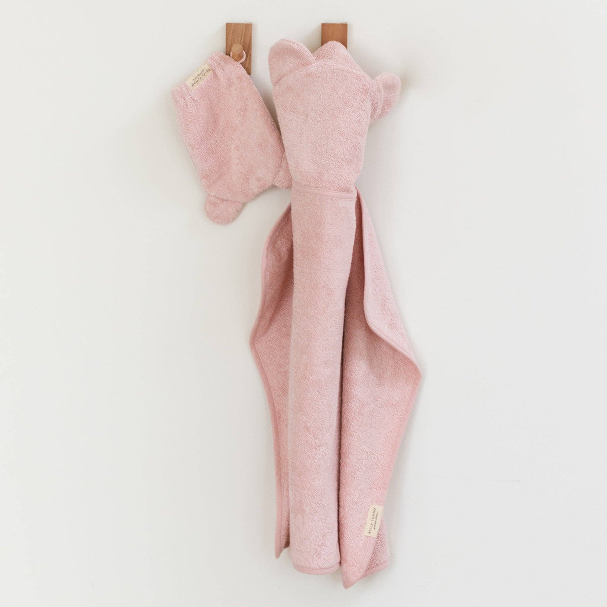 Hooded Towel + Wash Mitt Set Blush - Pink