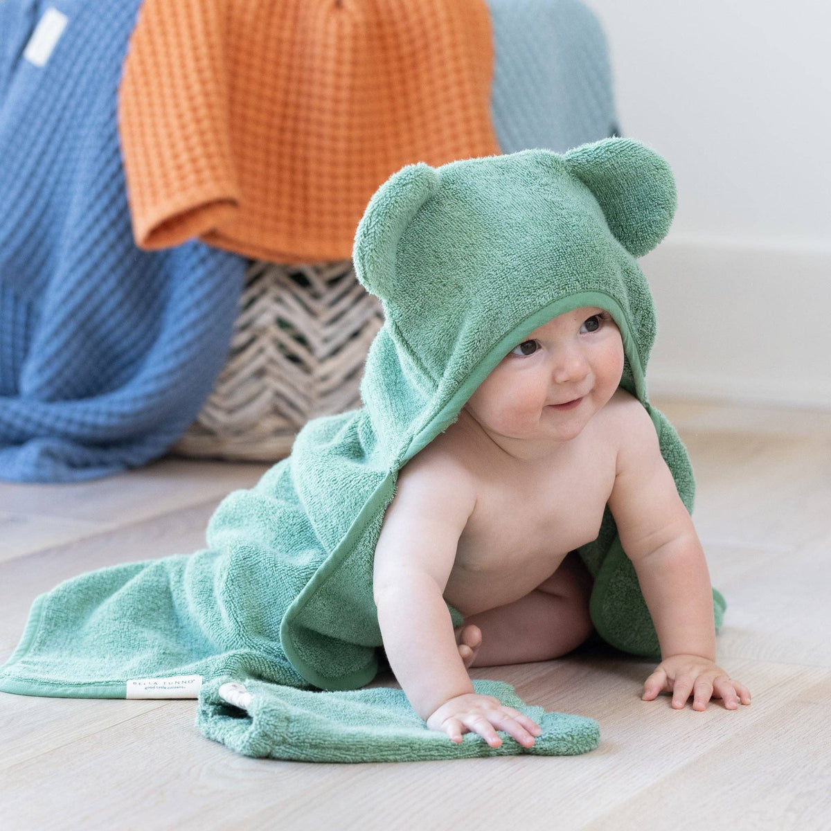 Hooded Towel + Wash Mitt Set Sea Foam - Green