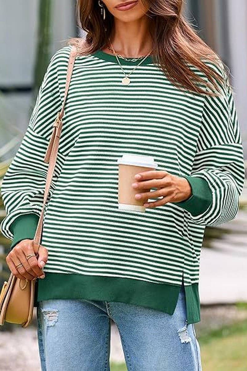 Bright Blue Striped Sweatshirt-XXL