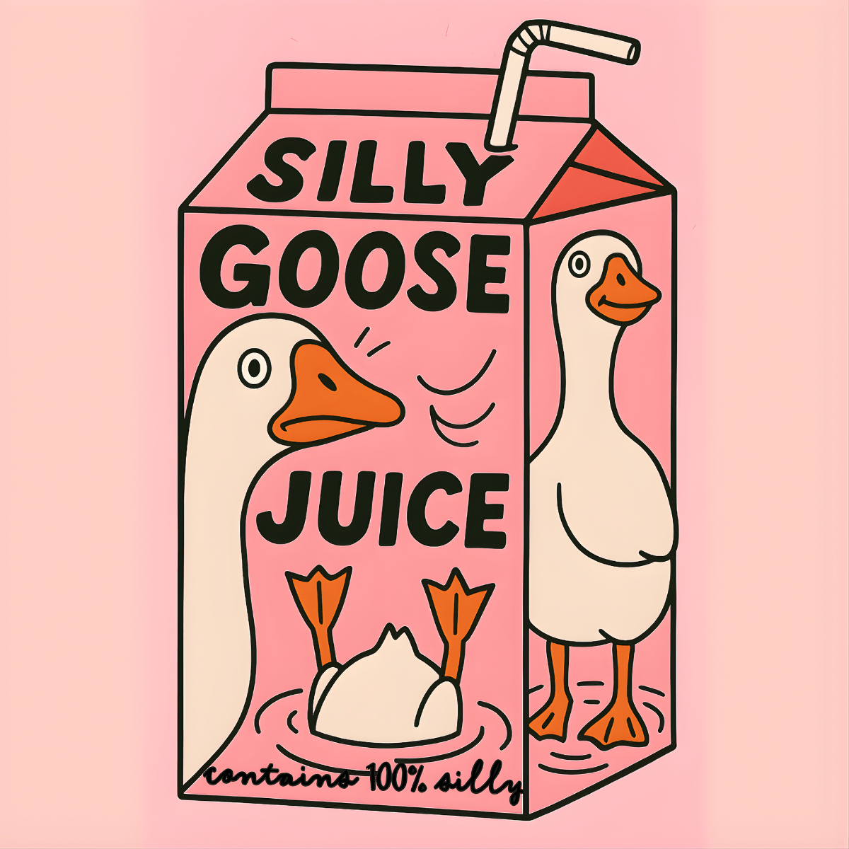 Silly Goose Juice Sticker – Funny Goose Cartoon