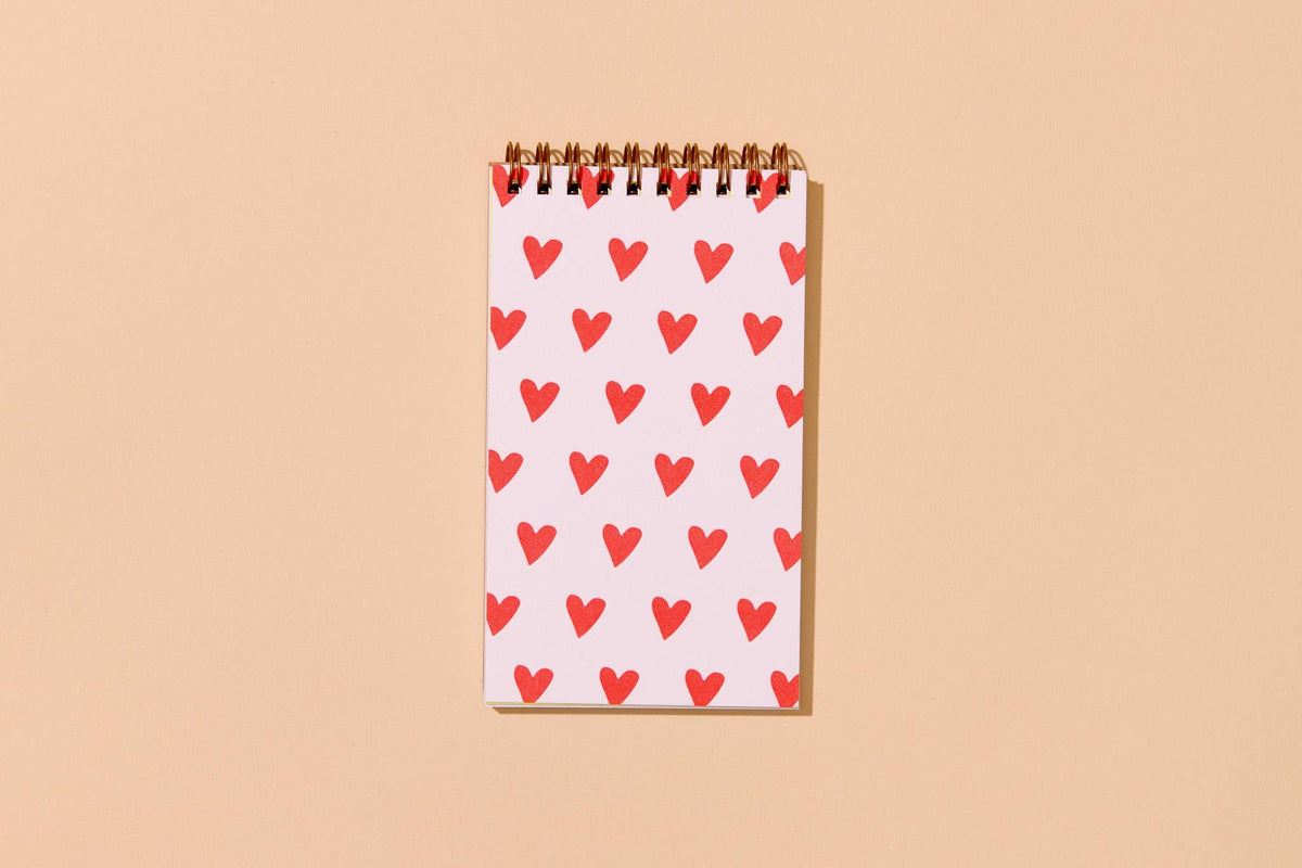 Red Hearts Small Spiral Notebook