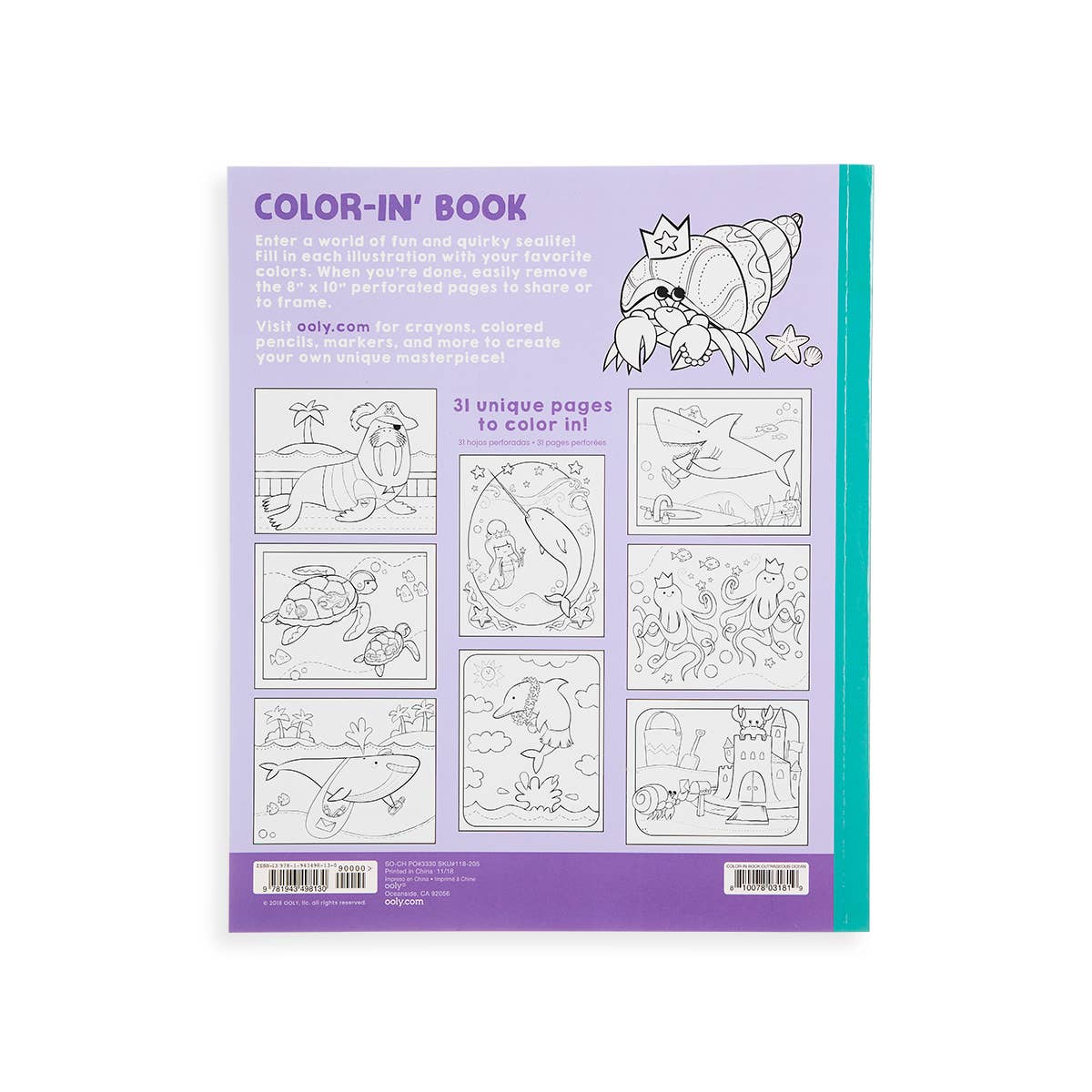 Color-in' Book: Outrageous Ocean (8" x 10";31 Pages)
