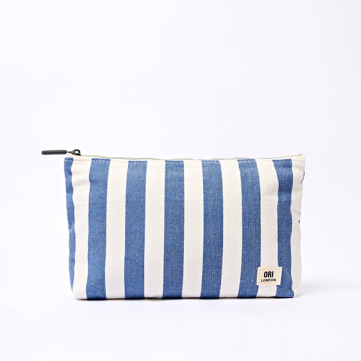 Maida Vale Medium Pouch in Denim Stripe Cotton Canvas