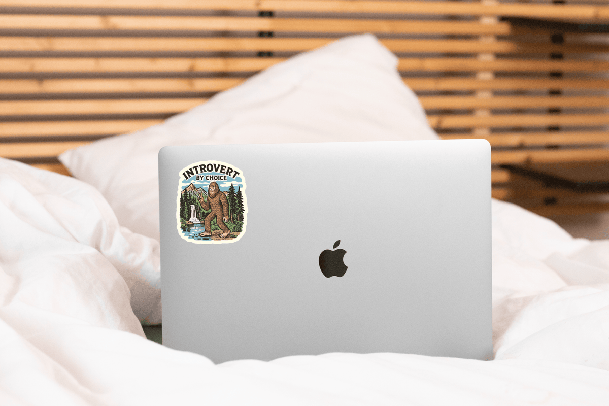 Introvert by Choice Sticker - bigfoot, nature, outdoors, fun
