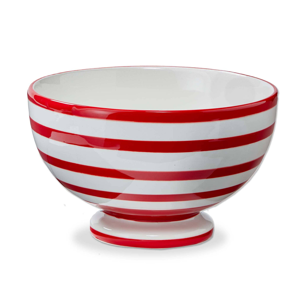 Christmas Red Stripe Pedestal Bowl