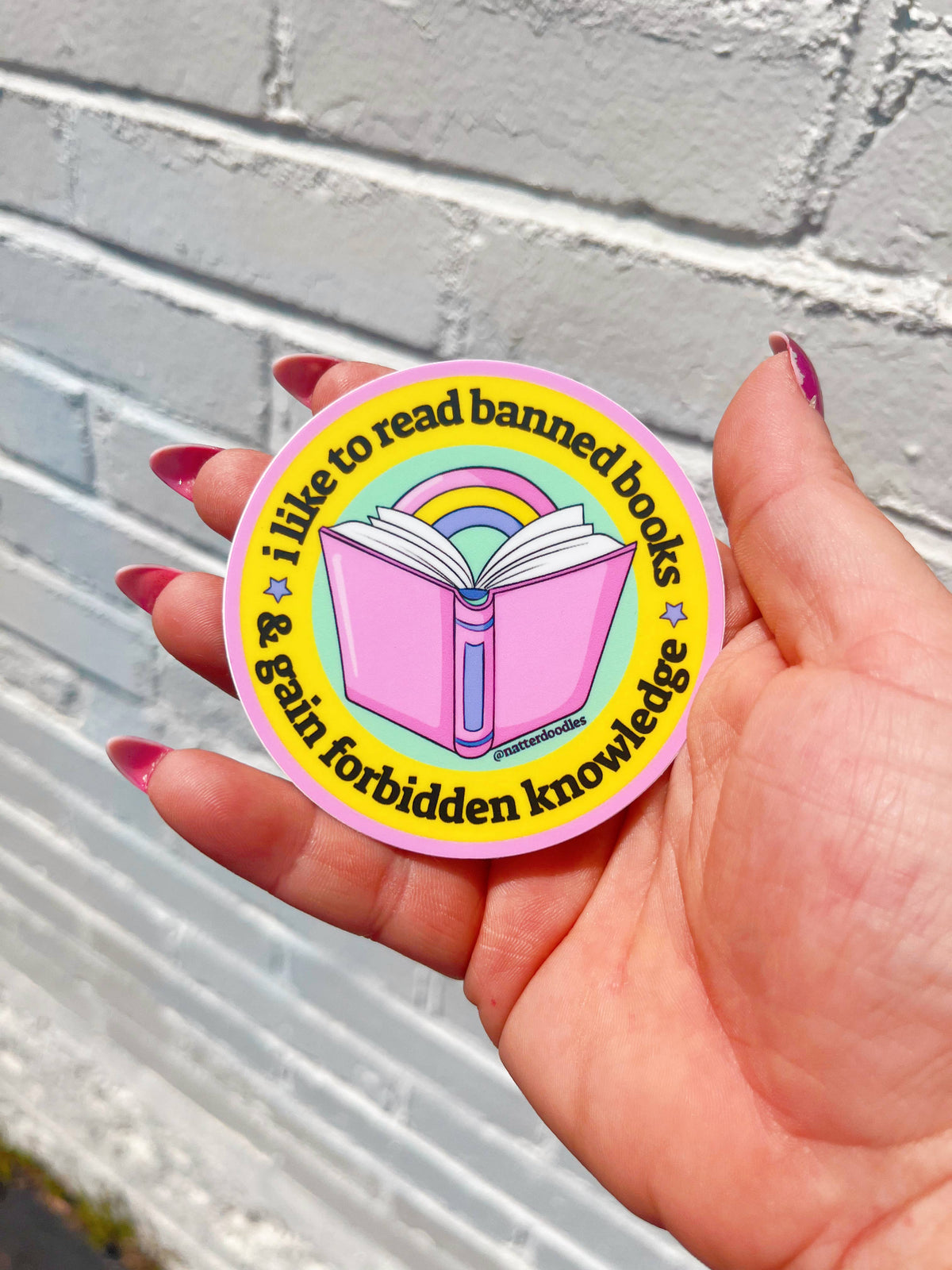 Read Banned Books & Gain Forbidden Knowledge Vinyl Sticker  - Single