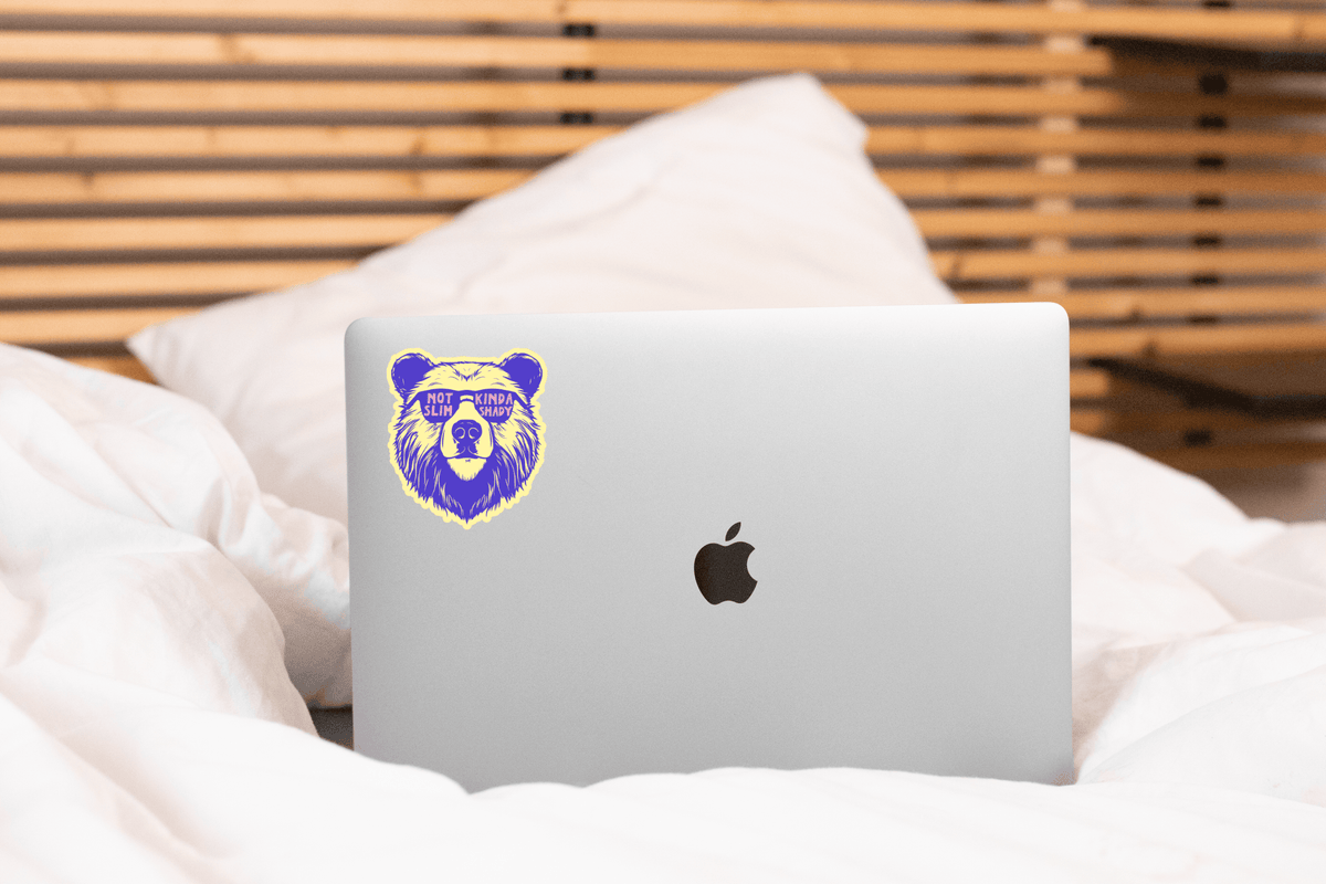 Not Slim Kinda Shady Sticker - bear, funny, cute, pink