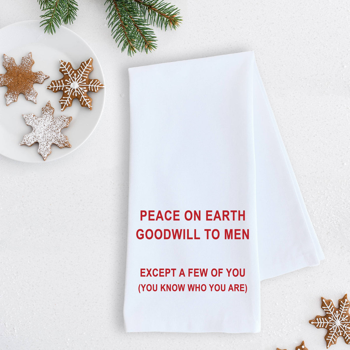 Goodwill To Men - Tea Towel - Christmas Décor - RED