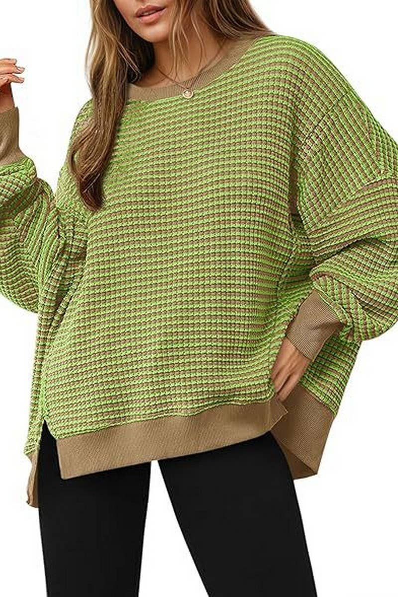 Bright Blue Striped Sweatshirt-XL