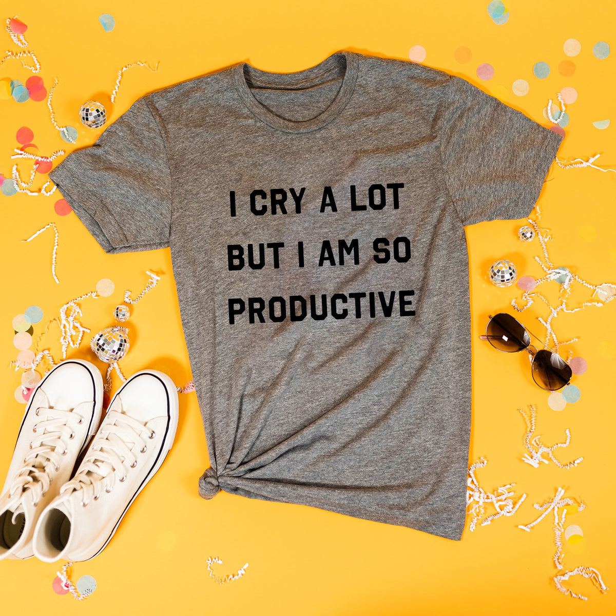 I Cry a Lot Heather Grey T-Shirt Online