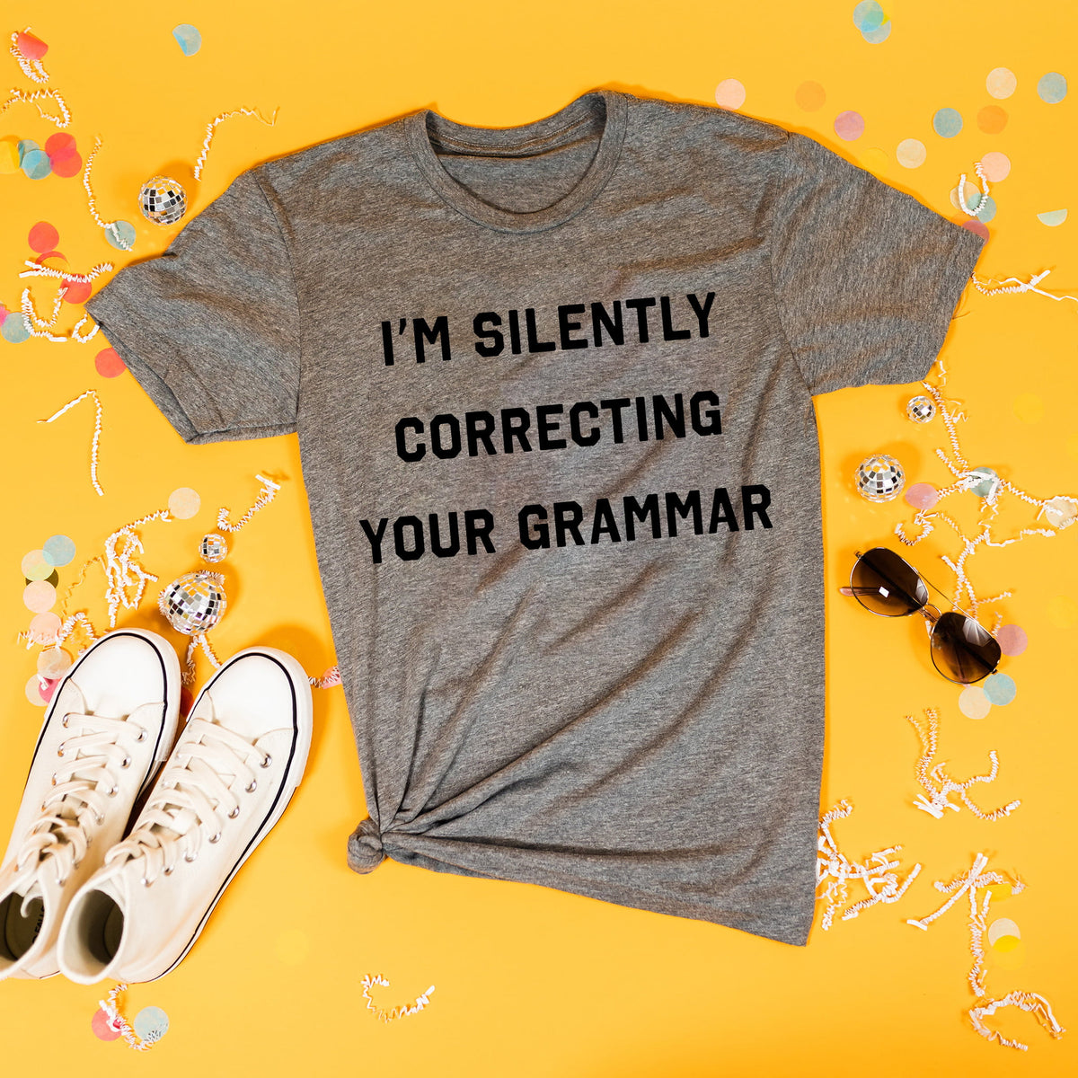 I'm Silently Correcting Your Grammar Heather Grey T-Shirt Online