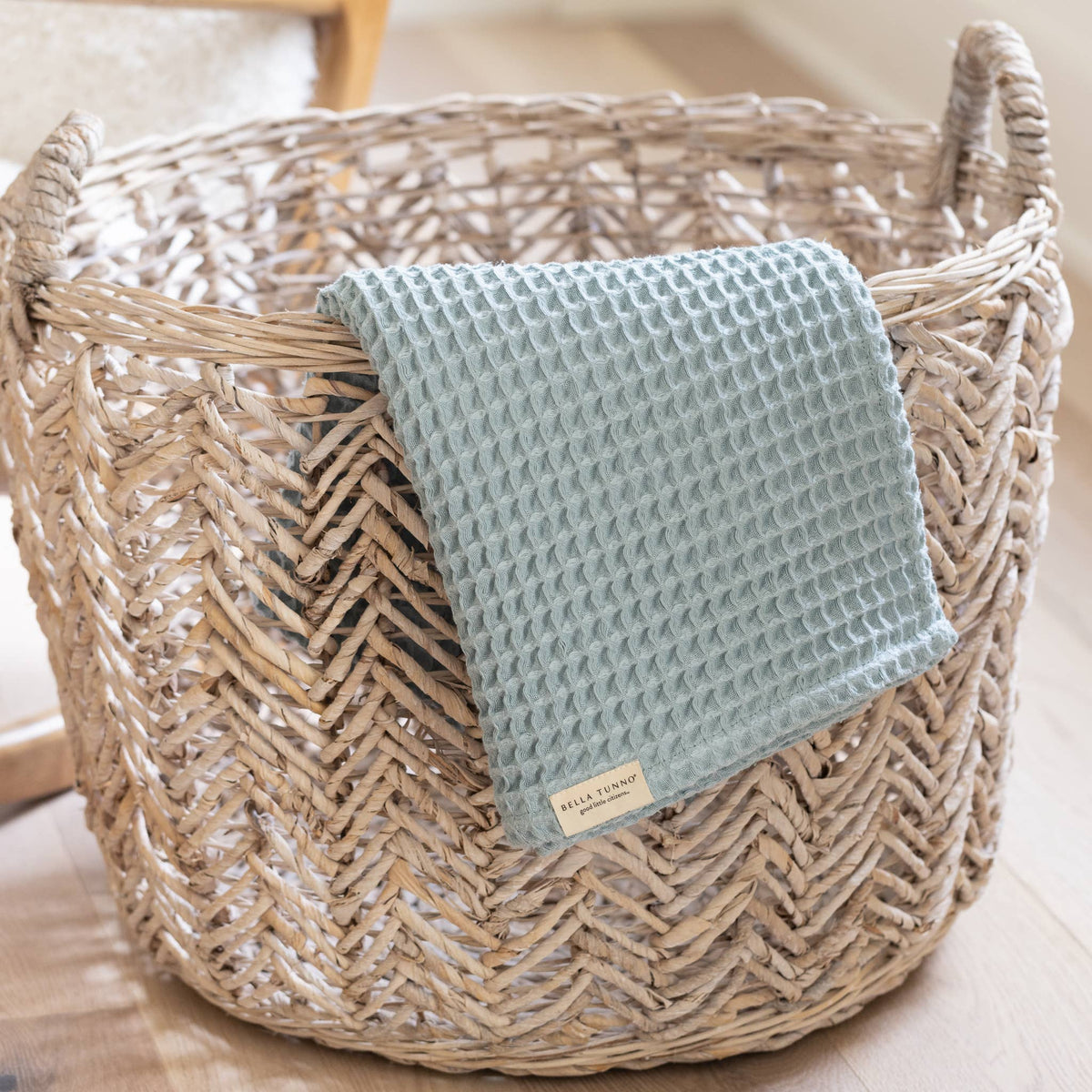 Waffle Baby Blanket Fog - Blue
