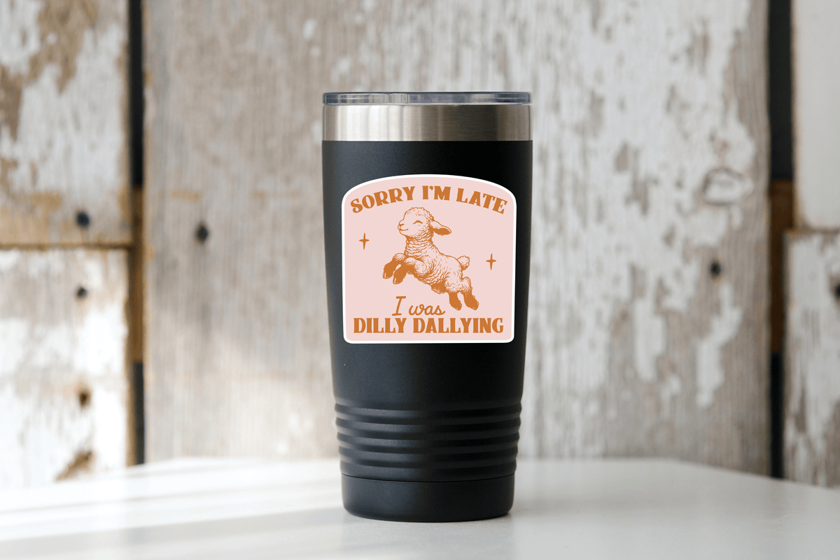 Sorry I'm Late I Was Dilly Dallying Sticker - lamb, cute