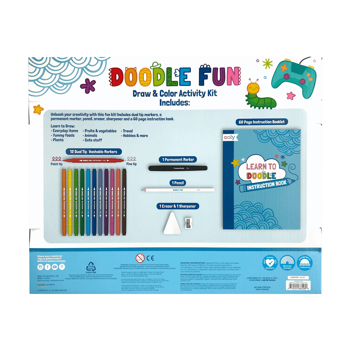 Doodle Fun: Draw & Color Activity Kit (17 PC Set)
