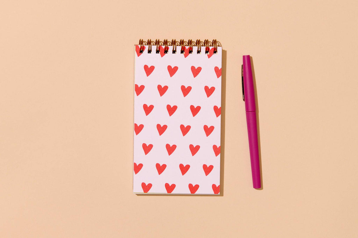 Red Hearts Small Spiral Notebook