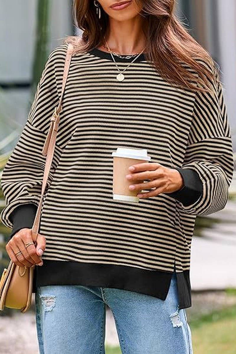 Bright Blue Striped Sweatshirt-S