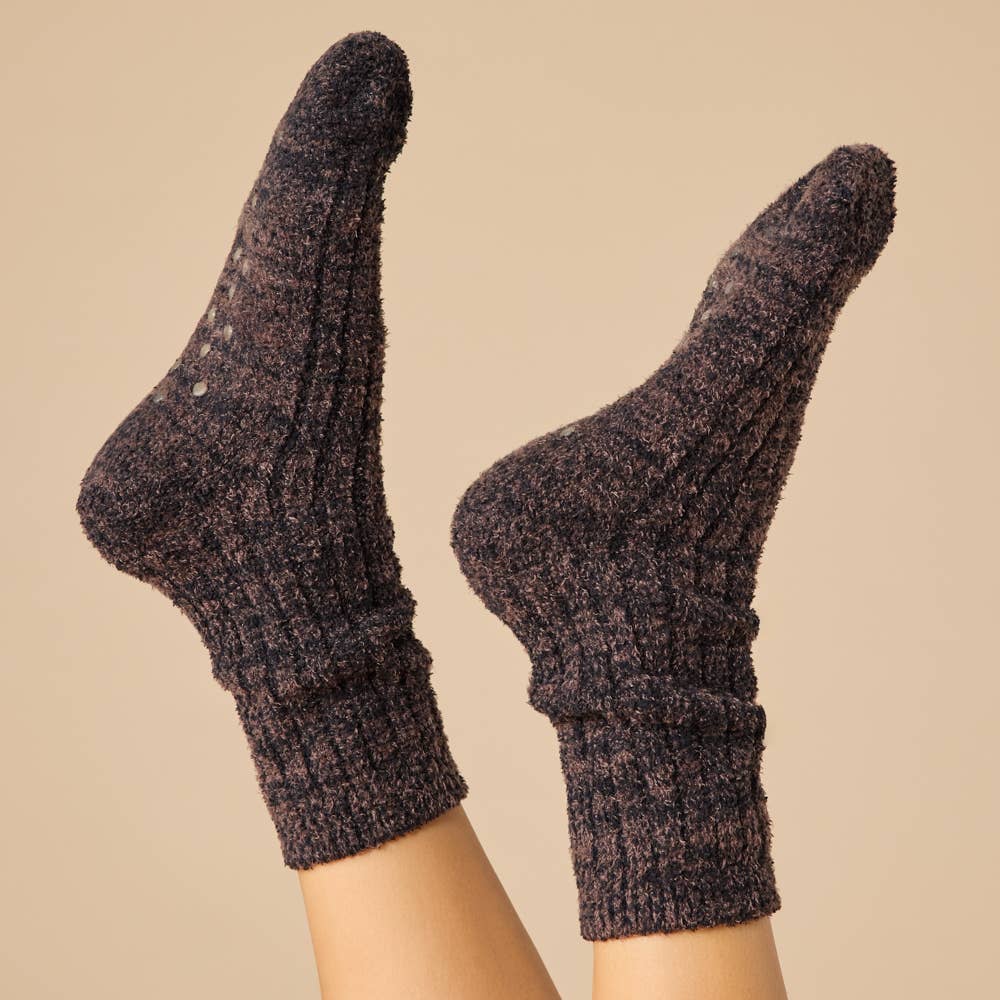 Cozy Marshmallow Crew Socks with Grippers for Women