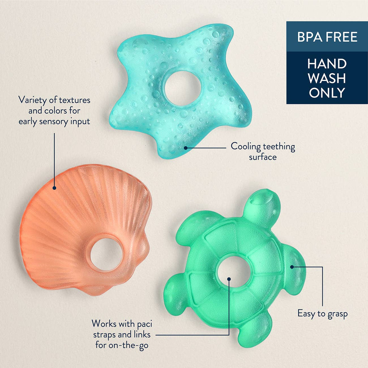 Cutie Coolers™ Water Filled Teethers (3-pack) - Dino