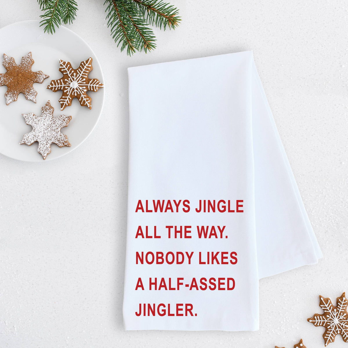 Jingle All The Way - Tea Towel - Christmas Décor - RED
