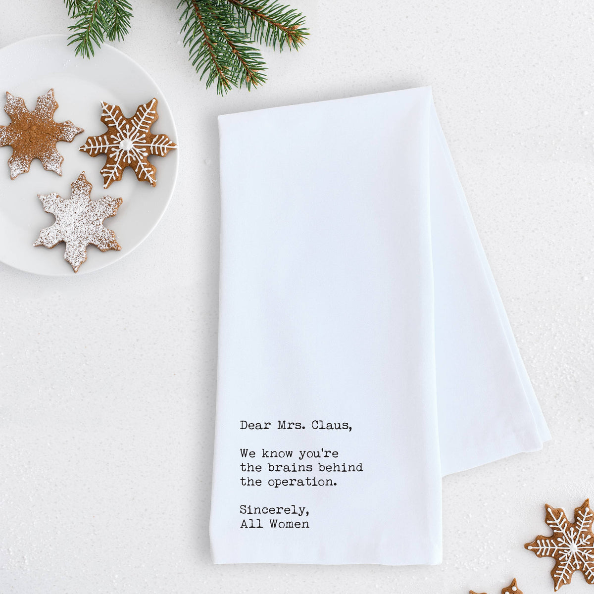 Dear Mrs. Claus - Tea Towel - Christmas Décor - RED