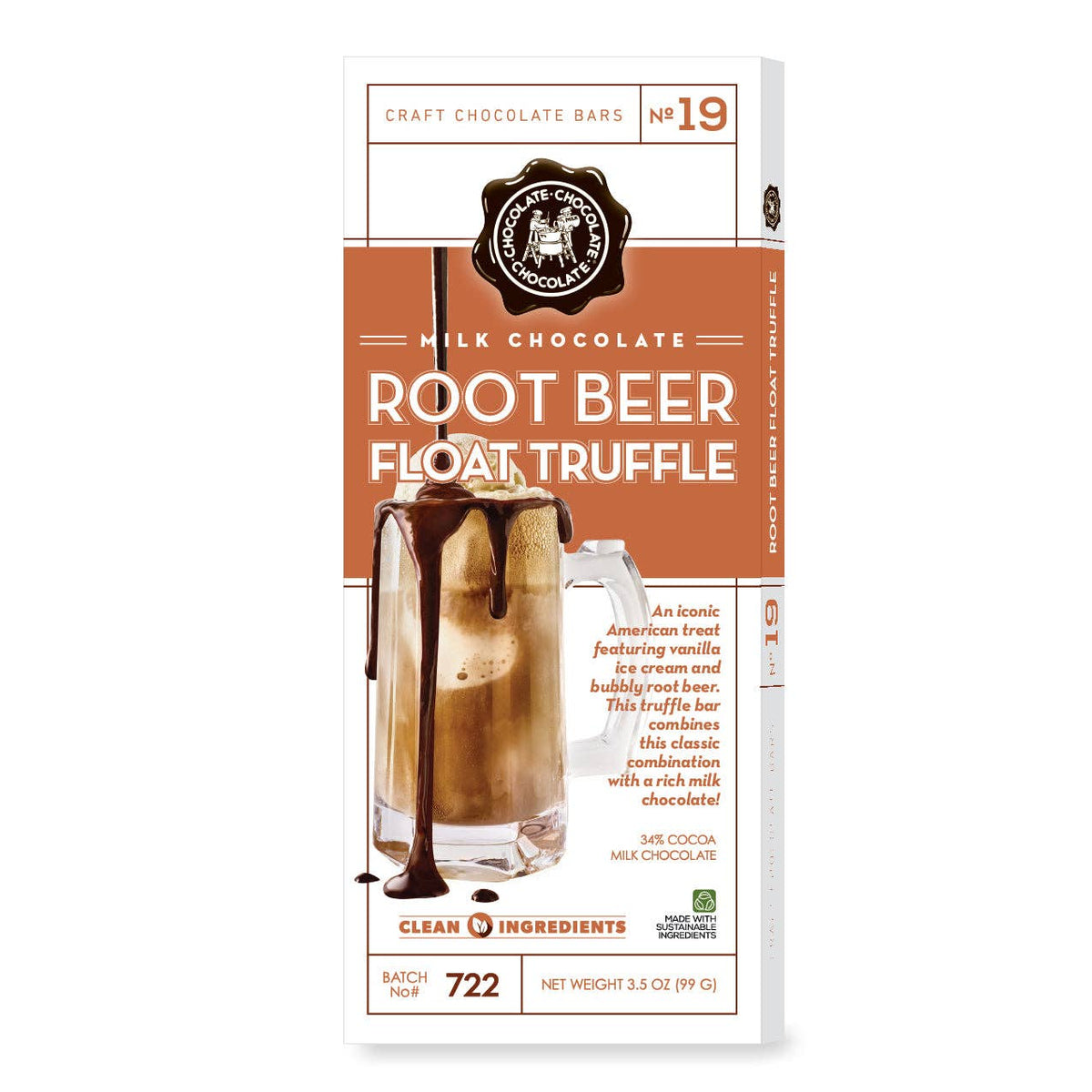 NO 19 - Milk Root Beer Float Truffle Bar 3.5 OZ