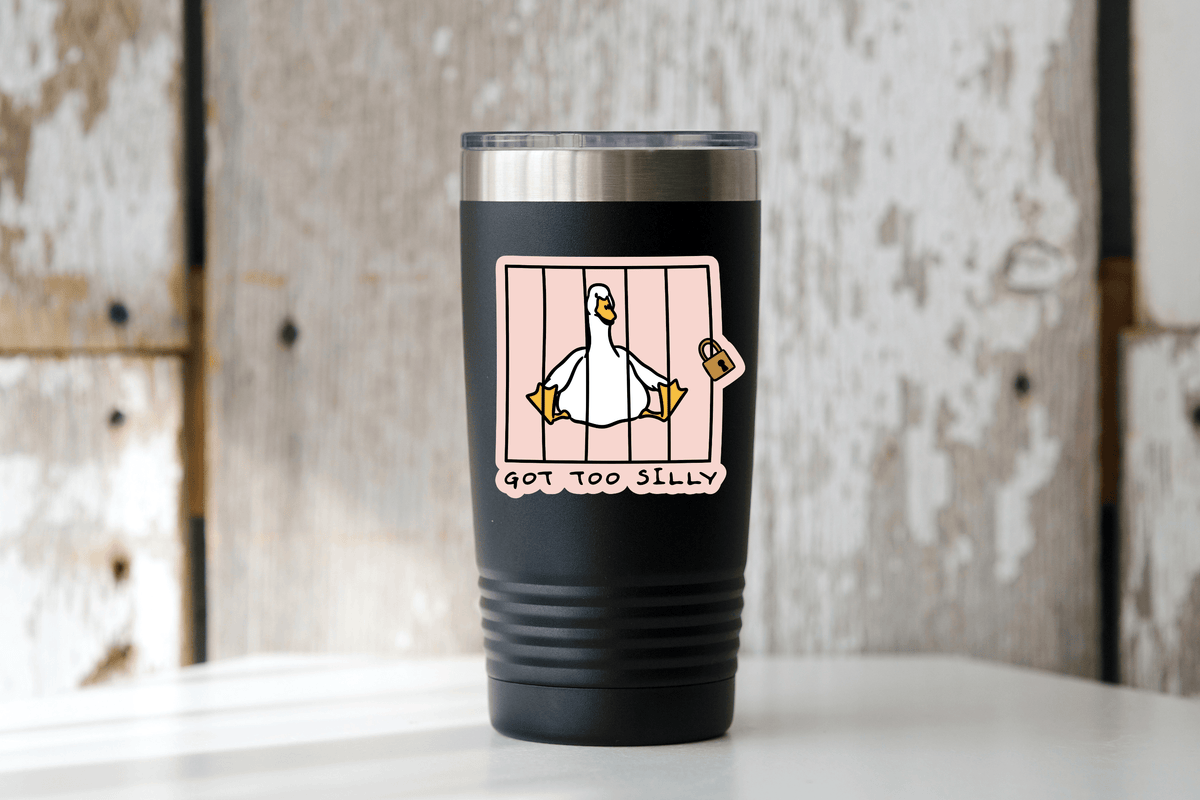 Got Too Silly Sticker - goose on the loose, funny, cute