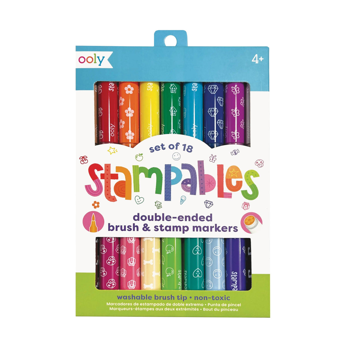 Stampables: Double-Ended Brush & Stamp Markers (Set of 18)