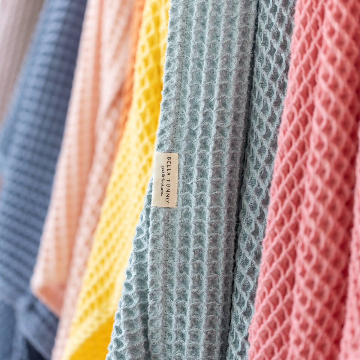 Waffle Baby Blanket Fog - Blue