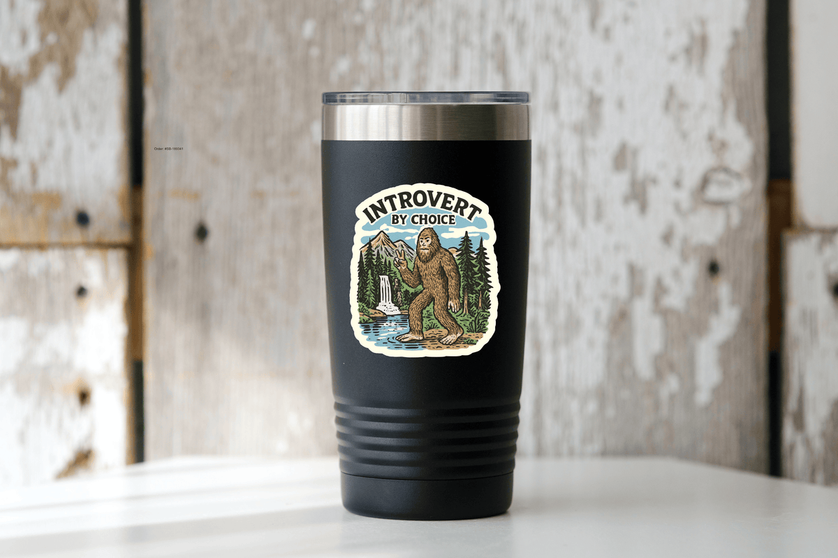 Introvert by Choice Sticker - bigfoot, nature, outdoors, fun
