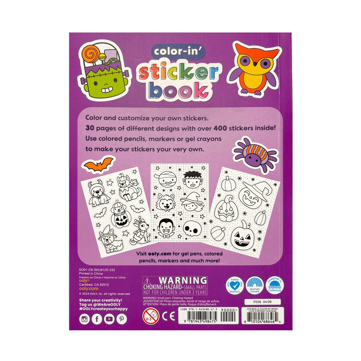Stickiville Color-in' Sticker Book - Cute n Spooky Doodles - 30 Sheets