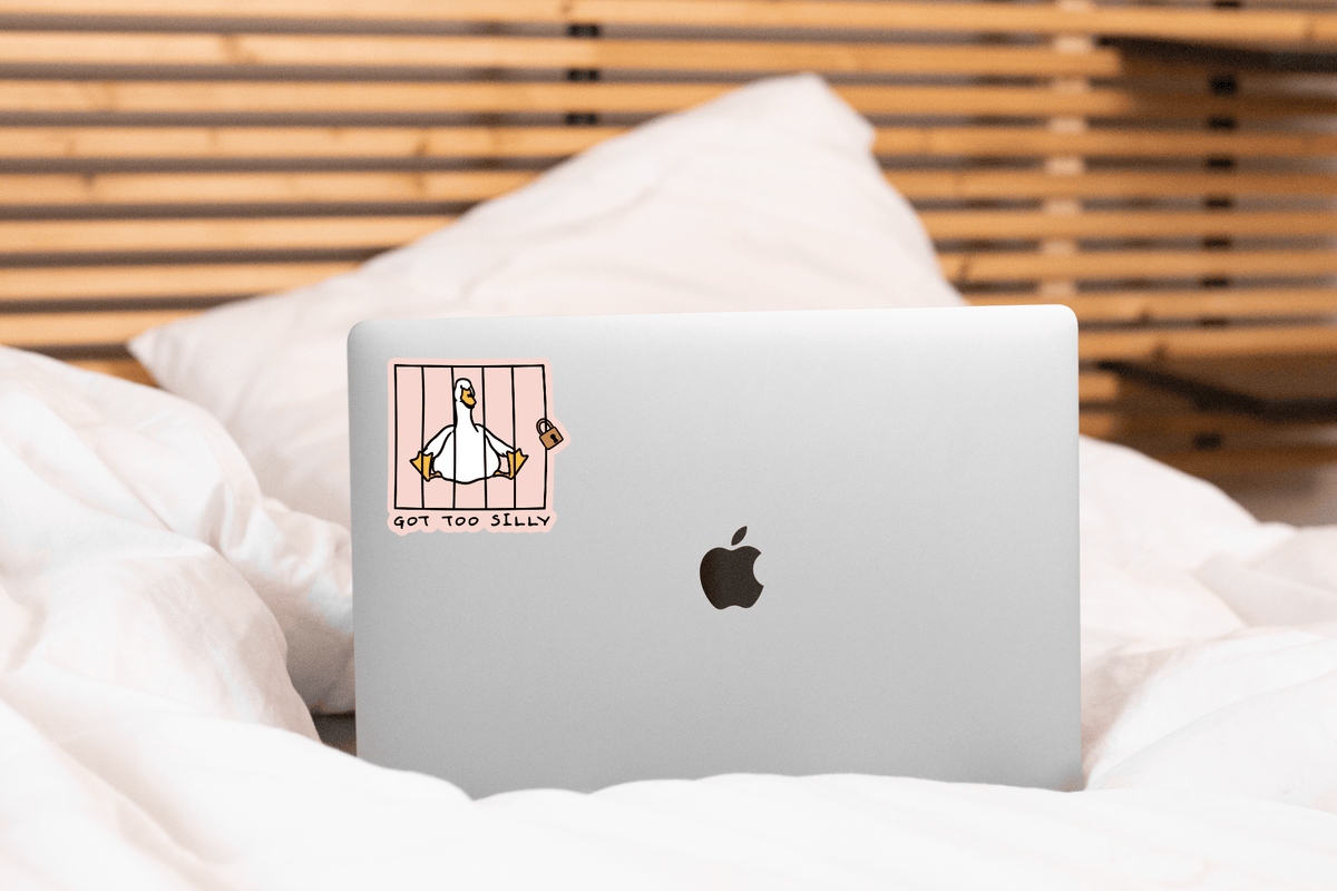 Got Too Silly Sticker - goose on the loose, funny, cute
